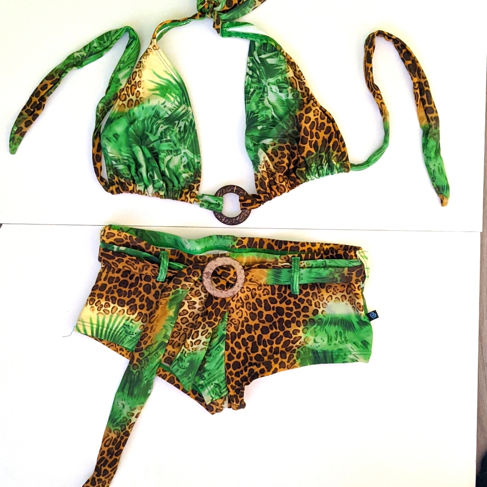 Cute green and leopard print La Vie en Rose bikini